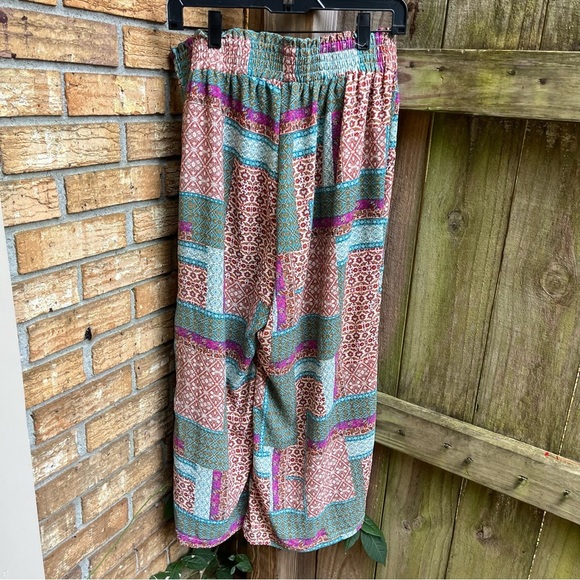 Rose & Olive Multicolor Patchwork Wide Leg Pants - Picture 3 of 3
